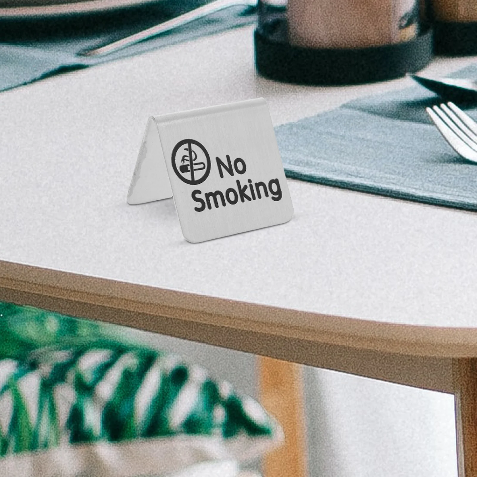 

2Pcs Stainless Steel No Smoking Sign Reserved Table Tent Double Sided Durable Sleek for Cafes Bars Clubs Businesses