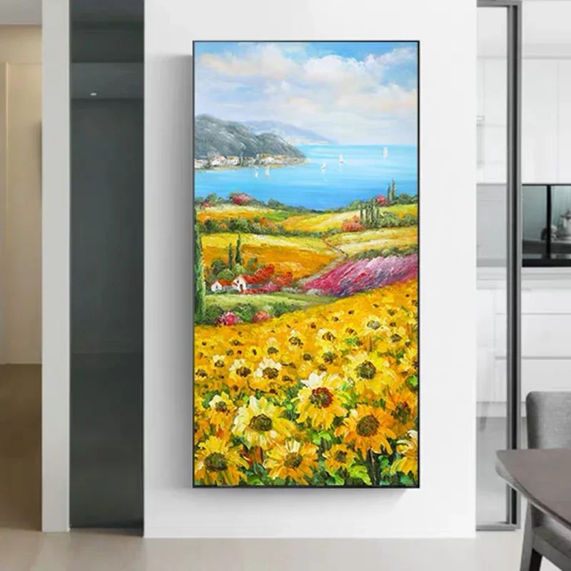 Abstract Sunflower Landscape Art Posters and Prints Canvas Painting Print Wall Art for Living Room Home Decor (No Frame)