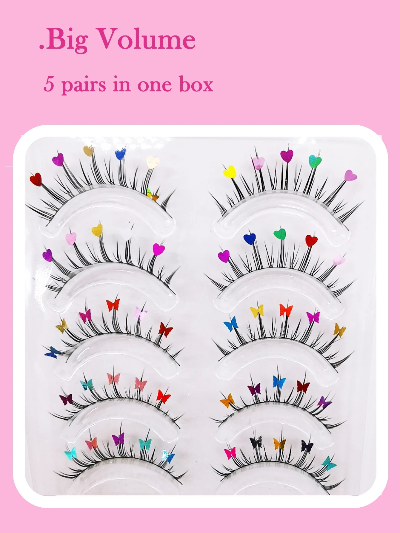 One-piece Butterfly False Eyelashes Faux Mink Lashes With Butterfly Makeup Tools Glitter Color Natural Fake Eyelash Extensions