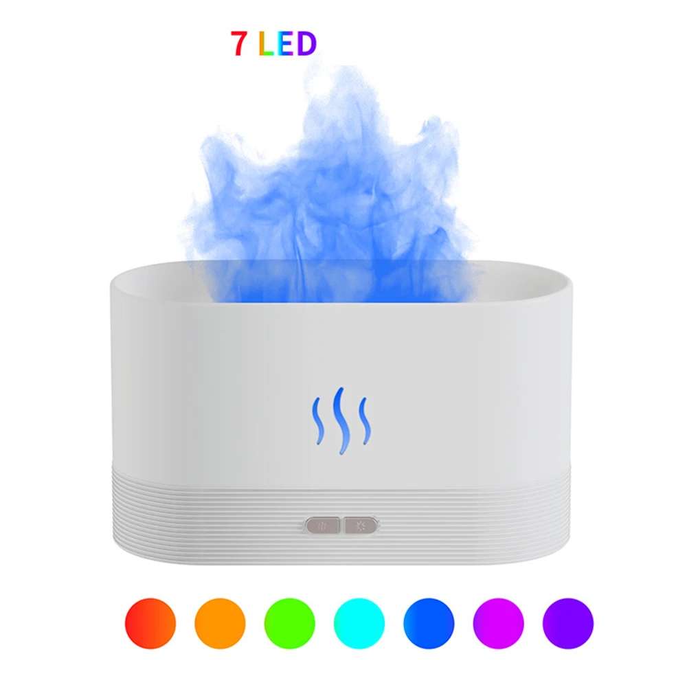 WHDPETS – diffuseur d'huile essentielle avec humidificateur d'air flamme, pulvérisateur à brume fraîche avec 7 couleurs, veilleuse pour maison, 200ml