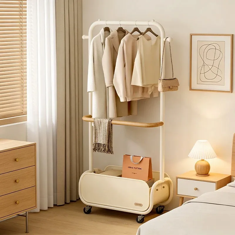 AOLIVIYA Bedroom Standing Coat Rack Floor Hat Hanger Clothing Storage Rack Bedside Removable Shelf