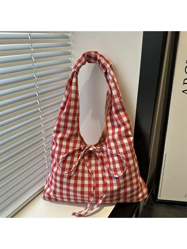 Sacs à bandoulière Vintage à carreaux pour femmes, grande capacité, polyvalent, gilet pour dames, léger, Portable, fourre-tout de Shopping