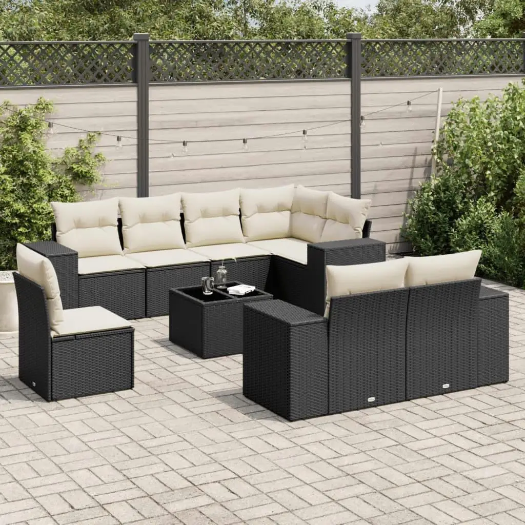 

Adjustable Feet 9 Piece Patio Sofa Set Outdoor Seating Comfortable Cushions Modern Design Garden Furniture