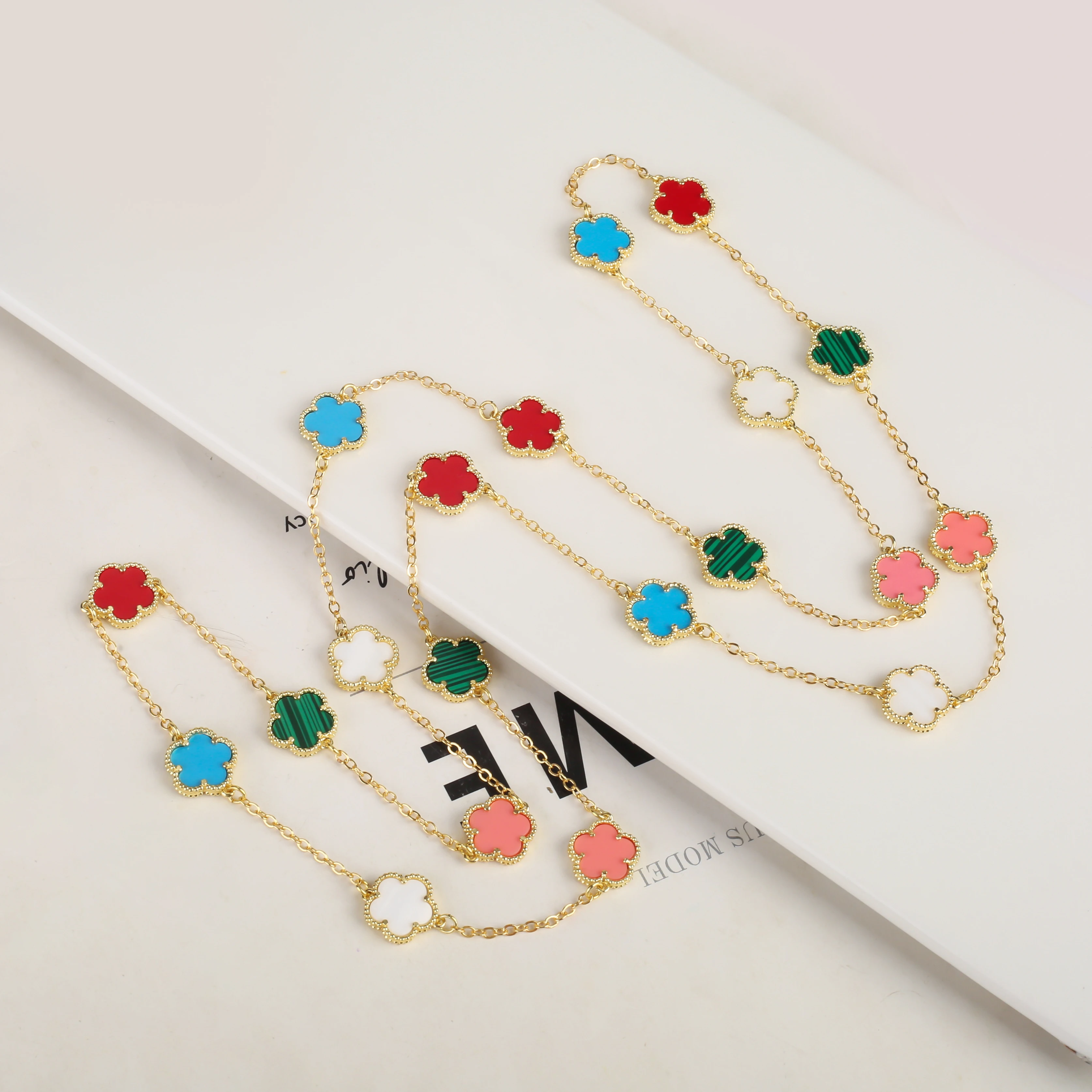 Plum Blossom High Quality Hot Selling Creative Double Sided Long Sweater Chain Five Leaf Flower Jewelry Luxury Women 12mm