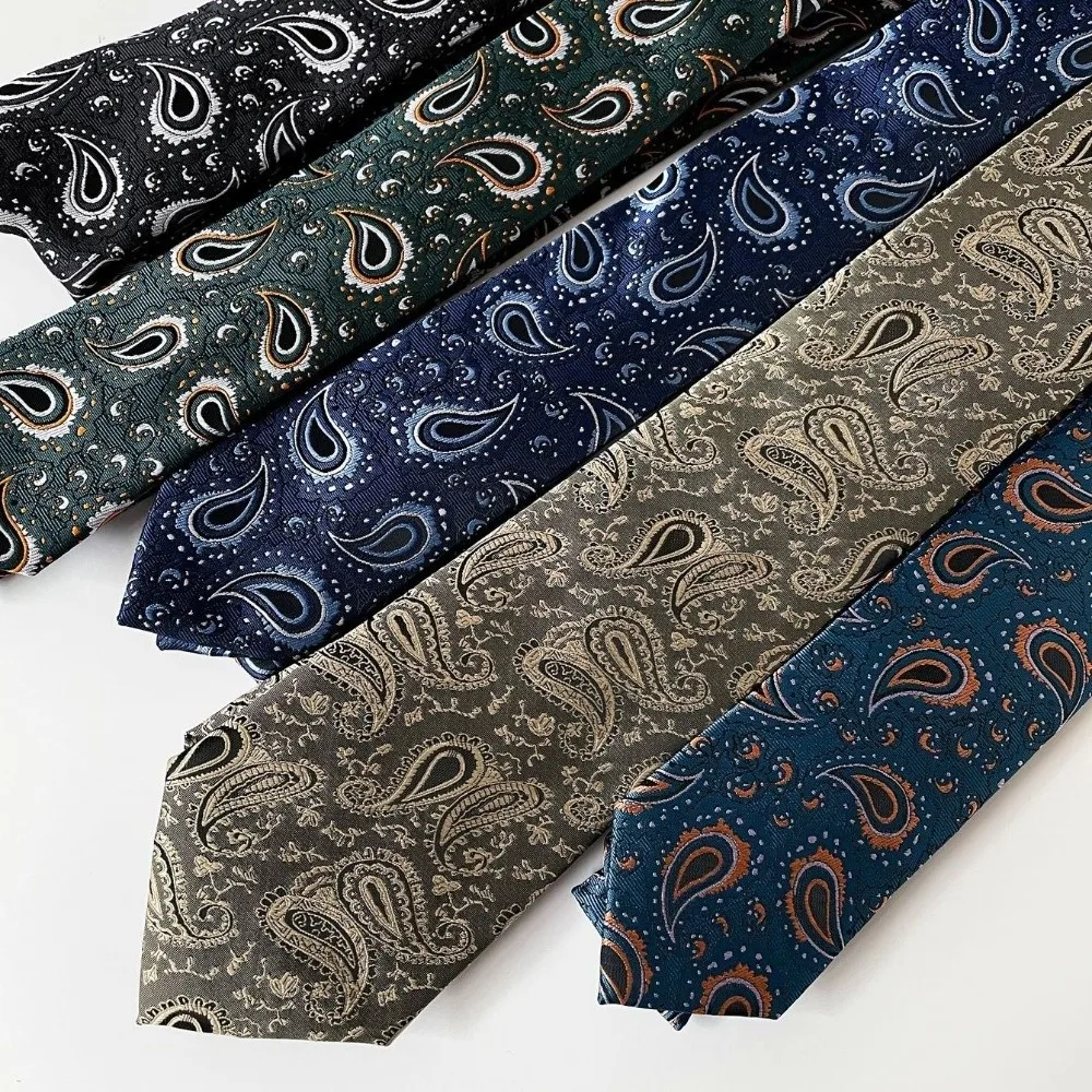 Fashion Long Cashew Print Tie Adjustable Belt Narrow Tie Soft British Style Men Necktie Unisex