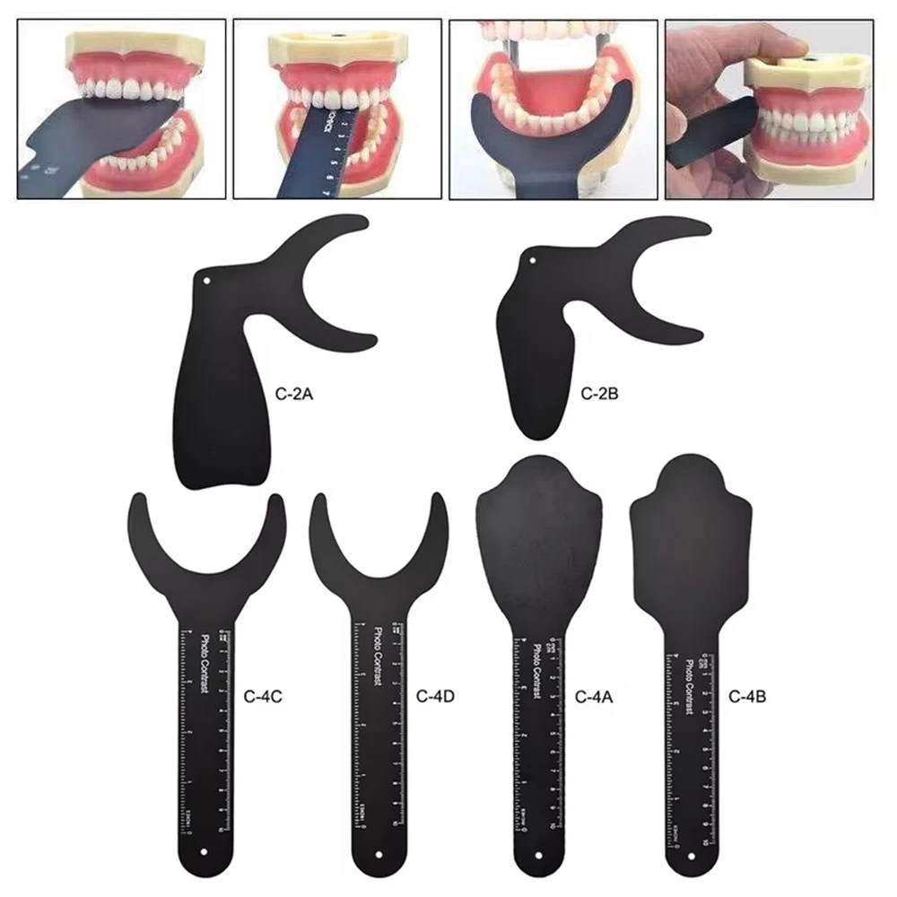 6Pcs Dental Photo Contrast Board Black Background Autoclavable Teeth Display Tool for Orthodontic Photography Dental Clinic