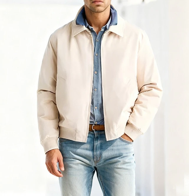 2026 Spring and Autumn Simple Commuter Jacket Men's Zipper Lapel Jacket