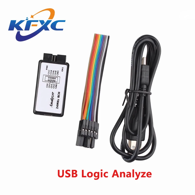 Logic Analyzer 24MHz Logic Analyzer Device USB Logic Analyzer Device Set Mini Digital Pocket Size 8 Channel Input Memory 24MHz