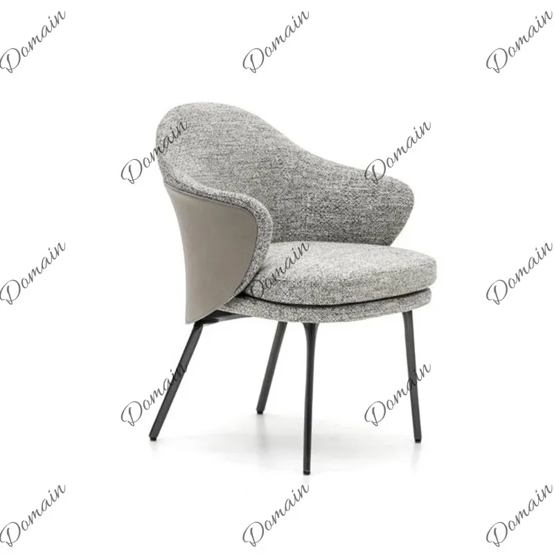 81 N Italian Light Luxury Fabric Dining Chair Single Backrest Chair Modern Villa Creative Designer Meeting Chair