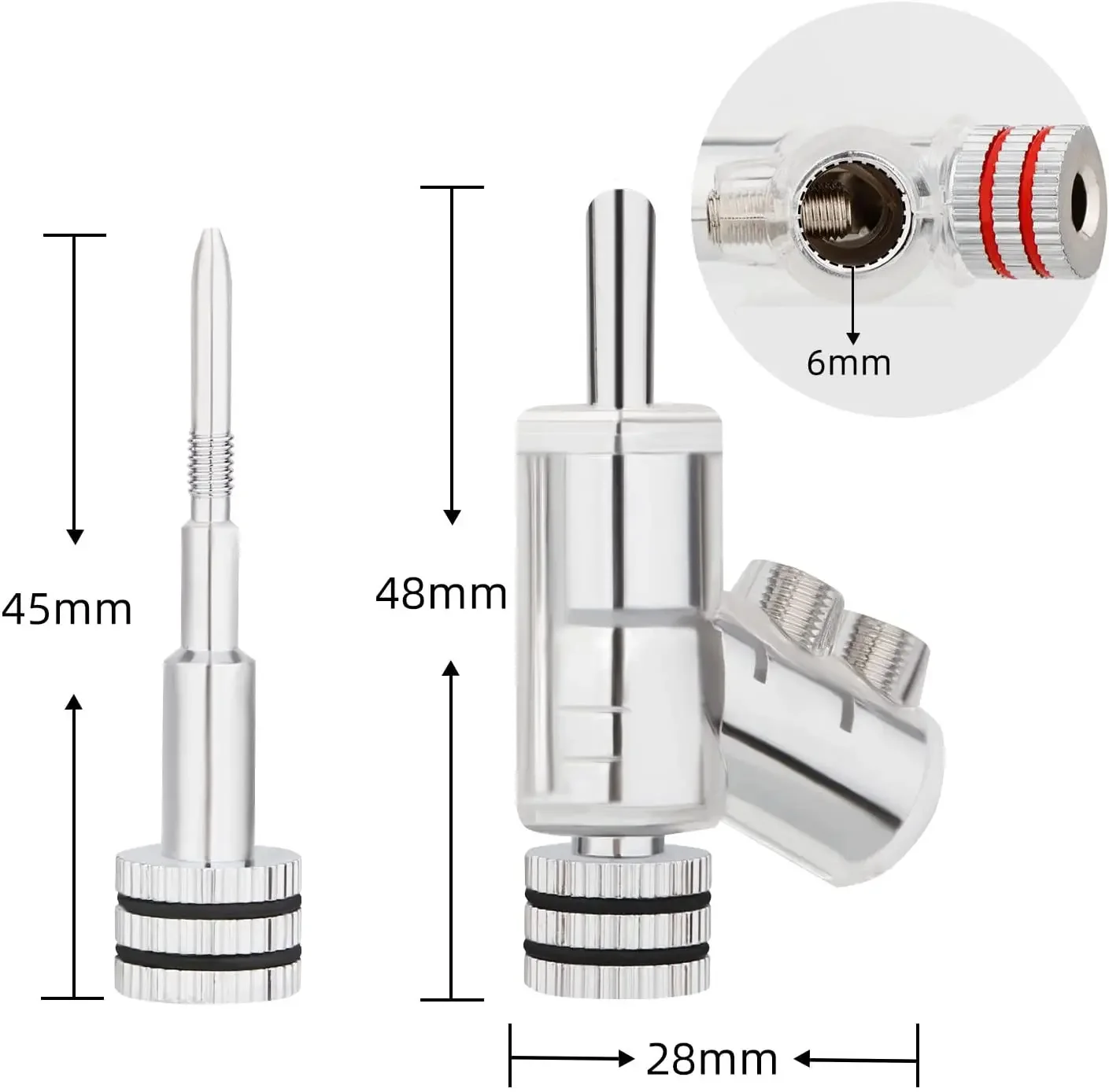 4PCS 45 grad Bananen Stecker Stecker Doppel Schraube Locked Lautsprecher Bananen Stecker Rhodiniert Abschließbare Lautsprecher Kabel Bananen Stecker – Detail 1