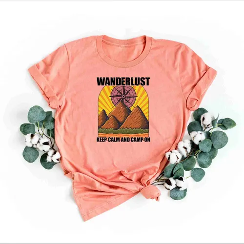 WanderlusT 자연주의자 티셔츠, 글램핑, 캠핑 라이프, 야생 산, 자연 애호가 탐험 