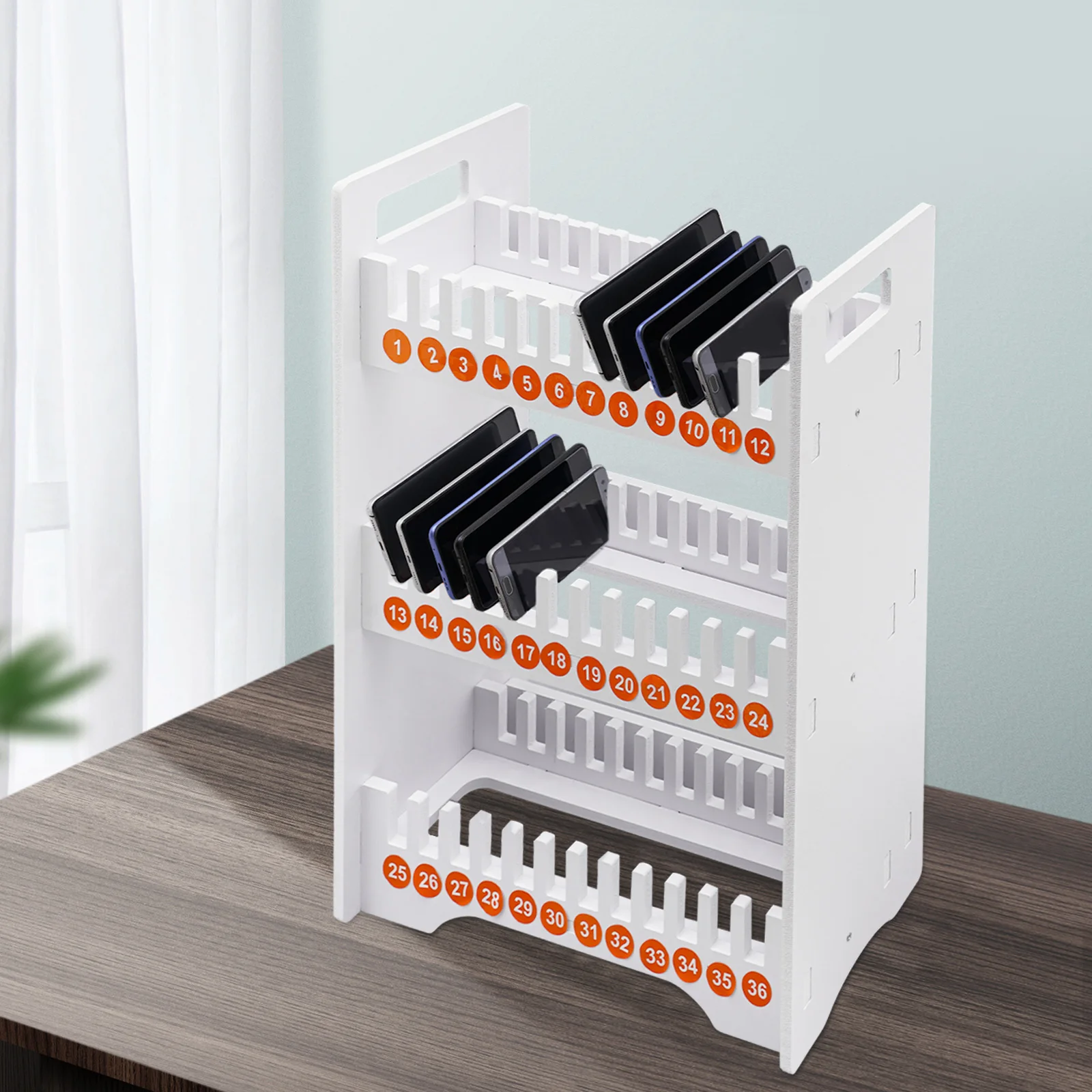 3段式携帯電話スタンドラック、36スロット、オフィス、教室、研究室用携帯電話ホルダー