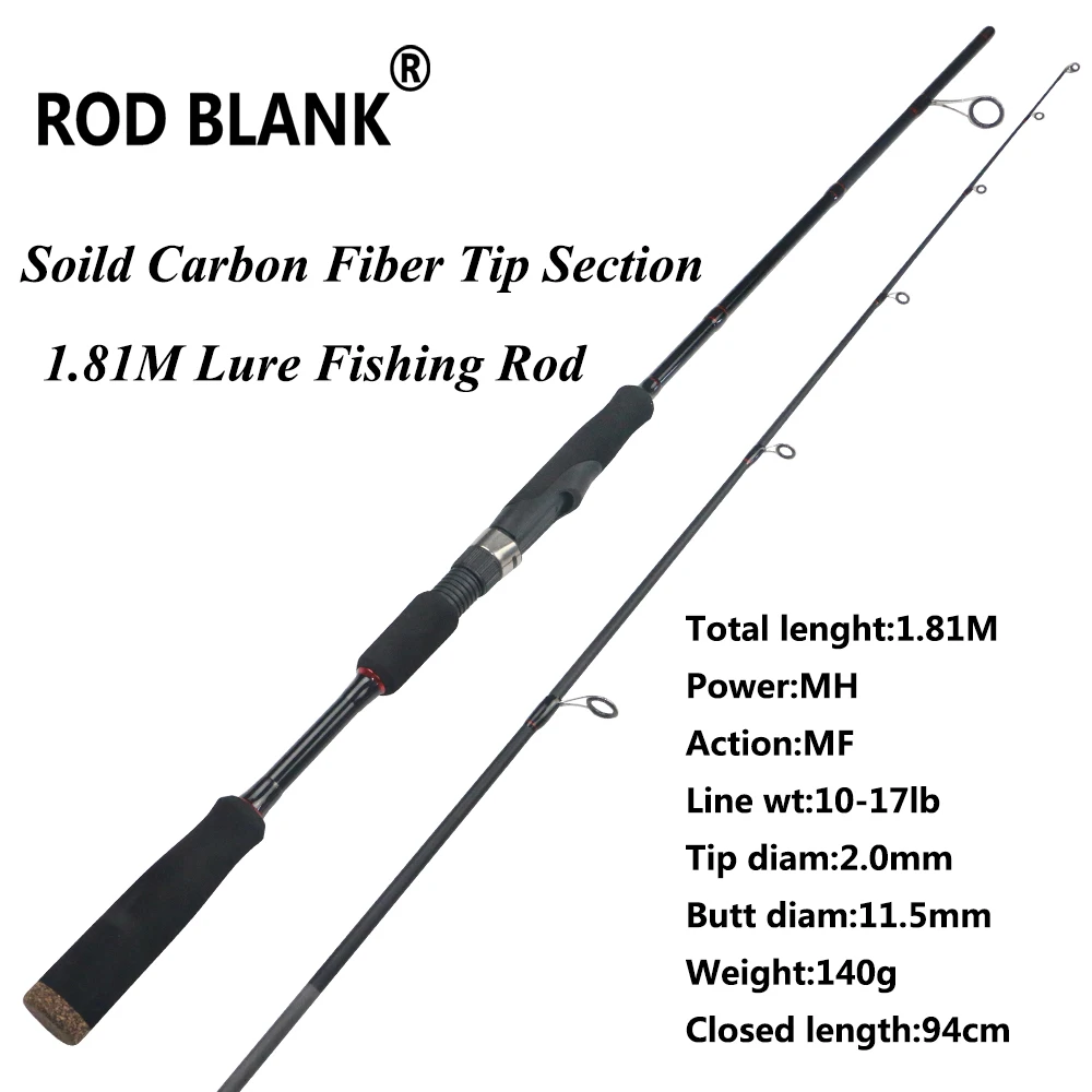 Rod Blank Spinning Carbon Fiber Lure Fishing Rod 1.81M Fuji Guide Solid Tip Section Small Boat Fishing Rod Portable Rod