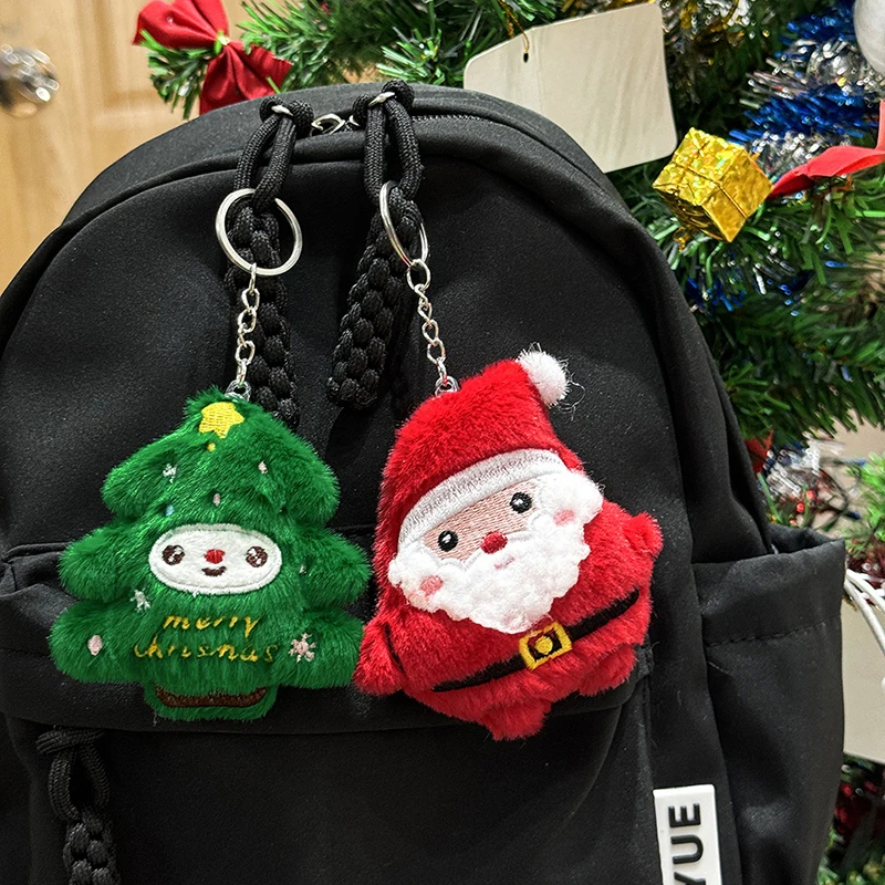 LLavero de muñeco de nieve de Papá Noel de felpa de dibujos animados, decoraciones colgantes para bolso, llaveros de coche, accesorios, regalos de Navidad para amigos