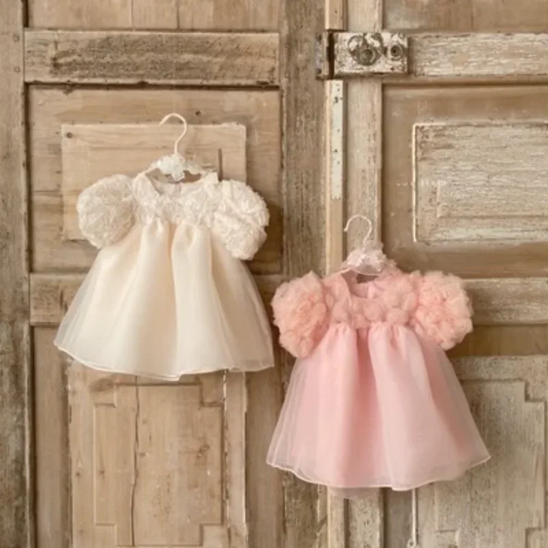 

HoneyCherry Summer Cute Baby Girl Dress Princess Dress Soft Skin-friendly Yarn Dress(No headband)