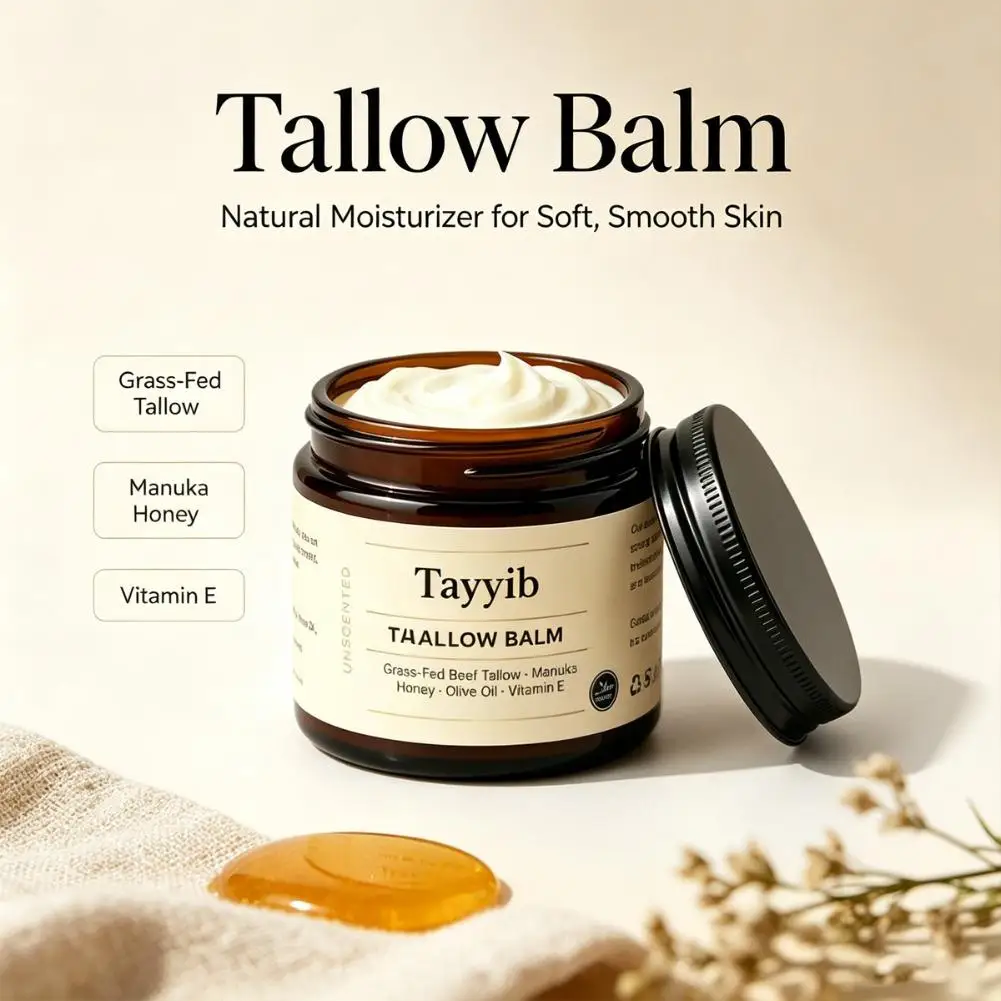 Tayyib Unscented Tallow Balm Deep Moisturizing Nourishing Soothing Skin Balm Gentle Daily Skin Care Cream Dry Skin Relief