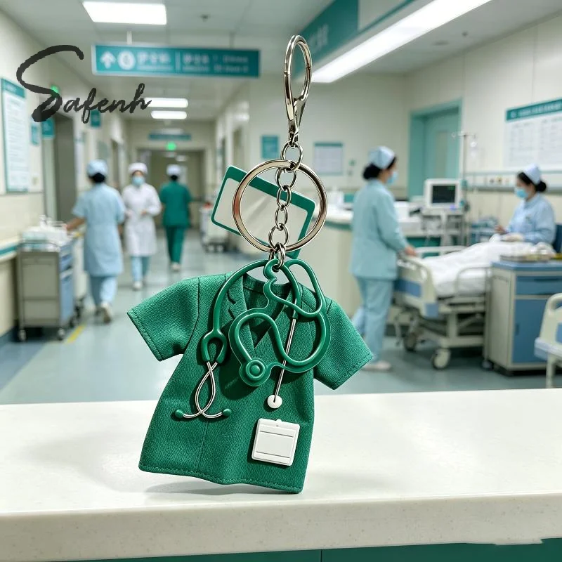 Scrub Keychain 2D Flat Design Stethoscope Decor Gift For Nurses Doctors  Staff Daily Ornaments