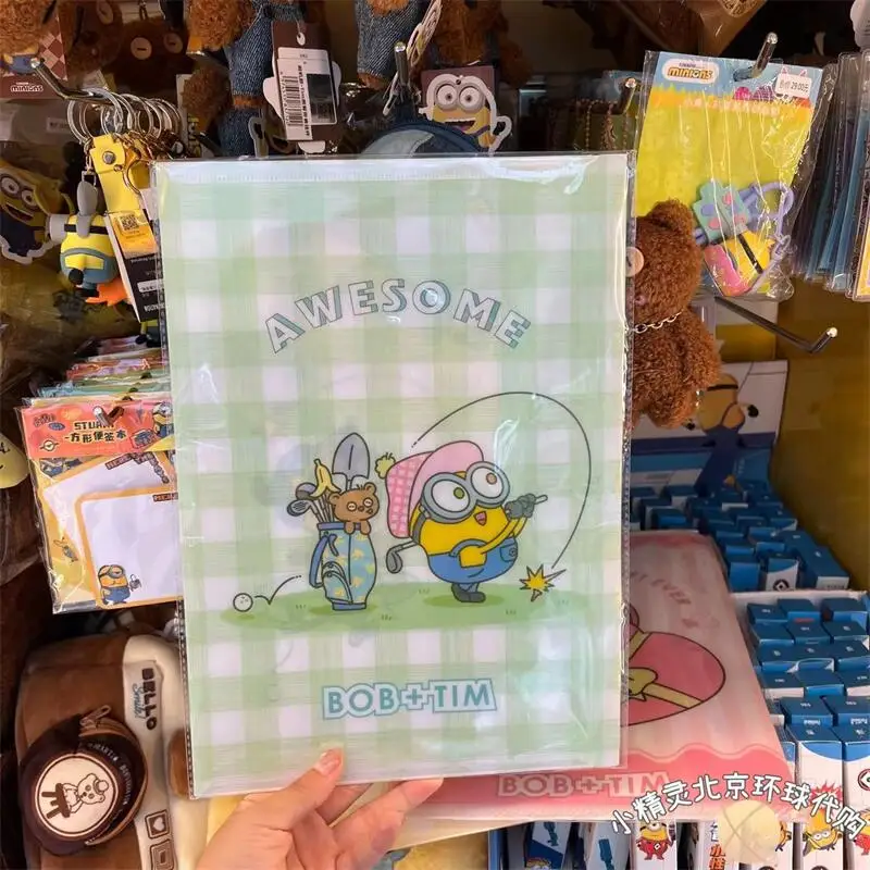 Minions Cartoon Folder Cute L-shaped Waterproof File Bag Pvc Information Office Folder Student Stationery