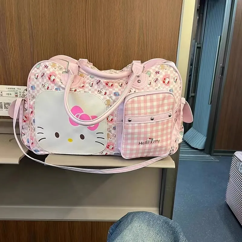 

New Hello Kitty Luggage Bag Travel Bag Large Capacity Portable Multi Functional Handheld Fitness Bag Wholesale of Women Supplies
