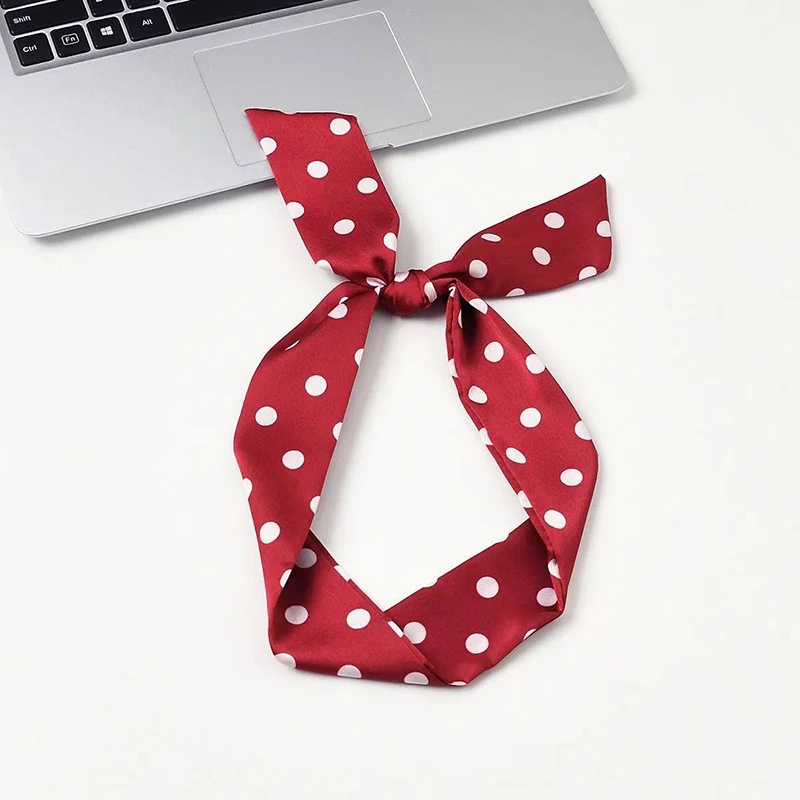 2025 Brand Design Dot Pattern Women Scarf Luxury Silk Scarf Fashion Hair Headband Foulard Skinny Bag Scarves Neckerchief image 6
