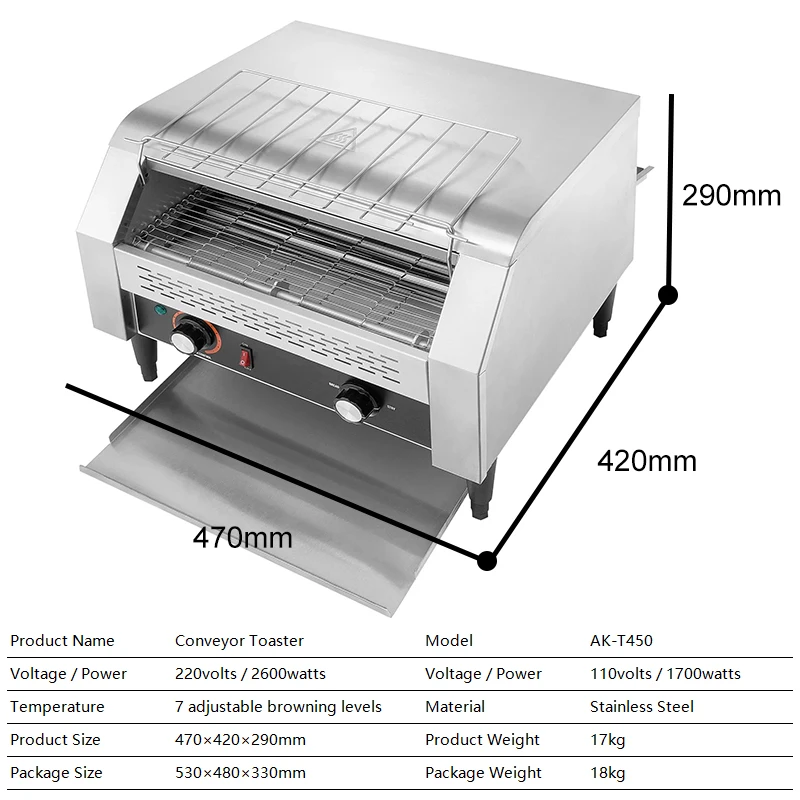 Professional 450 Slices/Hour Conveyor Toaster Oven  Automatic Commercial