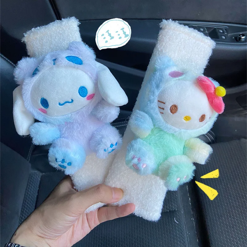 Sanrioed Cinnamoroll Hello Kitty Kuromi Car Seat Belt Protector Cartoon Style Car Shoulder Pads Car Interior Cute Decorations