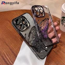 For Motorola Moto E32 E22i E13 G13 G23 G734 G72 G62 G60S G40F G84 Edge 20 30 Phone Case Luxury Quicksand Butterfly Holder Cover