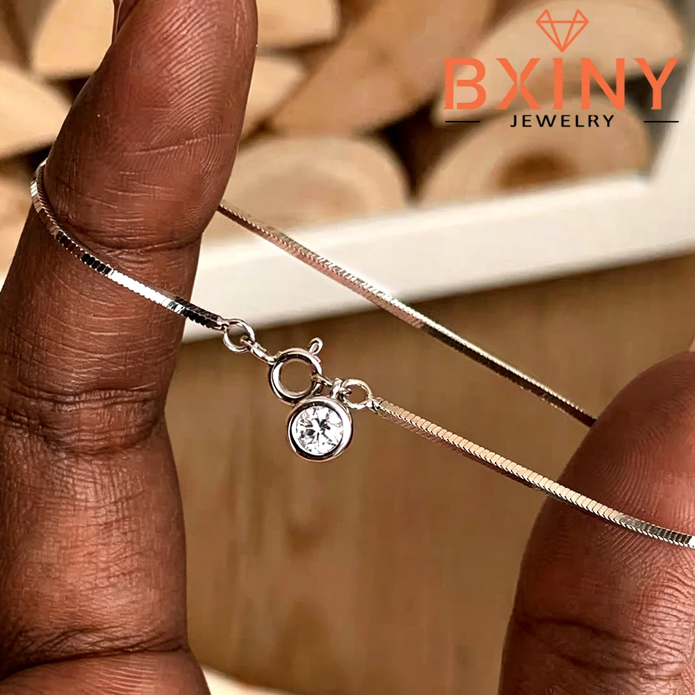 

BXINY 6.5mm Bezel Set Moissanite Bracelets 925 Sterling Silver Bubble Diamond Snake Chain for Women Party Jewelry Gifts with GRA
