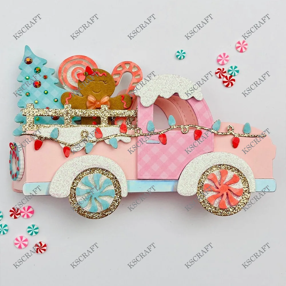 KSCRAFT Truck Box Card Christmas Add On Cutting Dies Stencils for DIY Scrapbooking Decorative Embossing DIY Paper Cards
