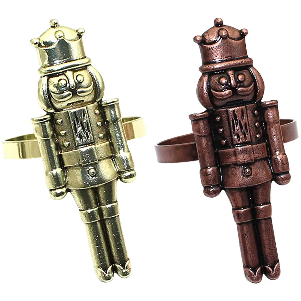 2Pcs Nutcracker Napkin Rings Festive Table Decor Light Weight Portable Napkin Holder for Christmas Party Restaurant Home Table