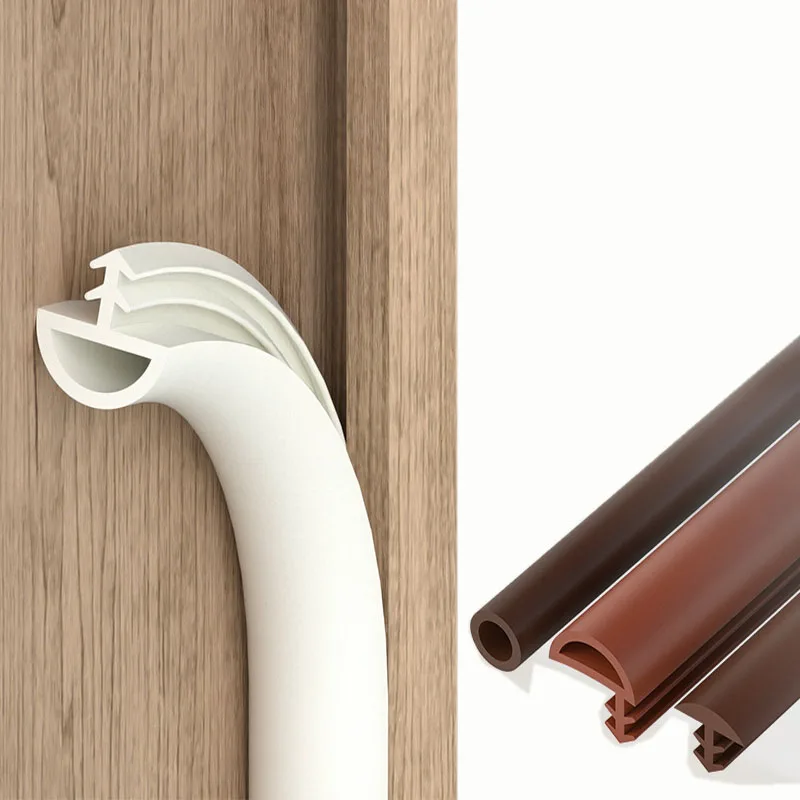 5M Solid Wood Door Gap Sealing Strip Indoor Door Card Slot Edge Strip  Bedroom Door Sound Insulation And Anti-Collision Strip