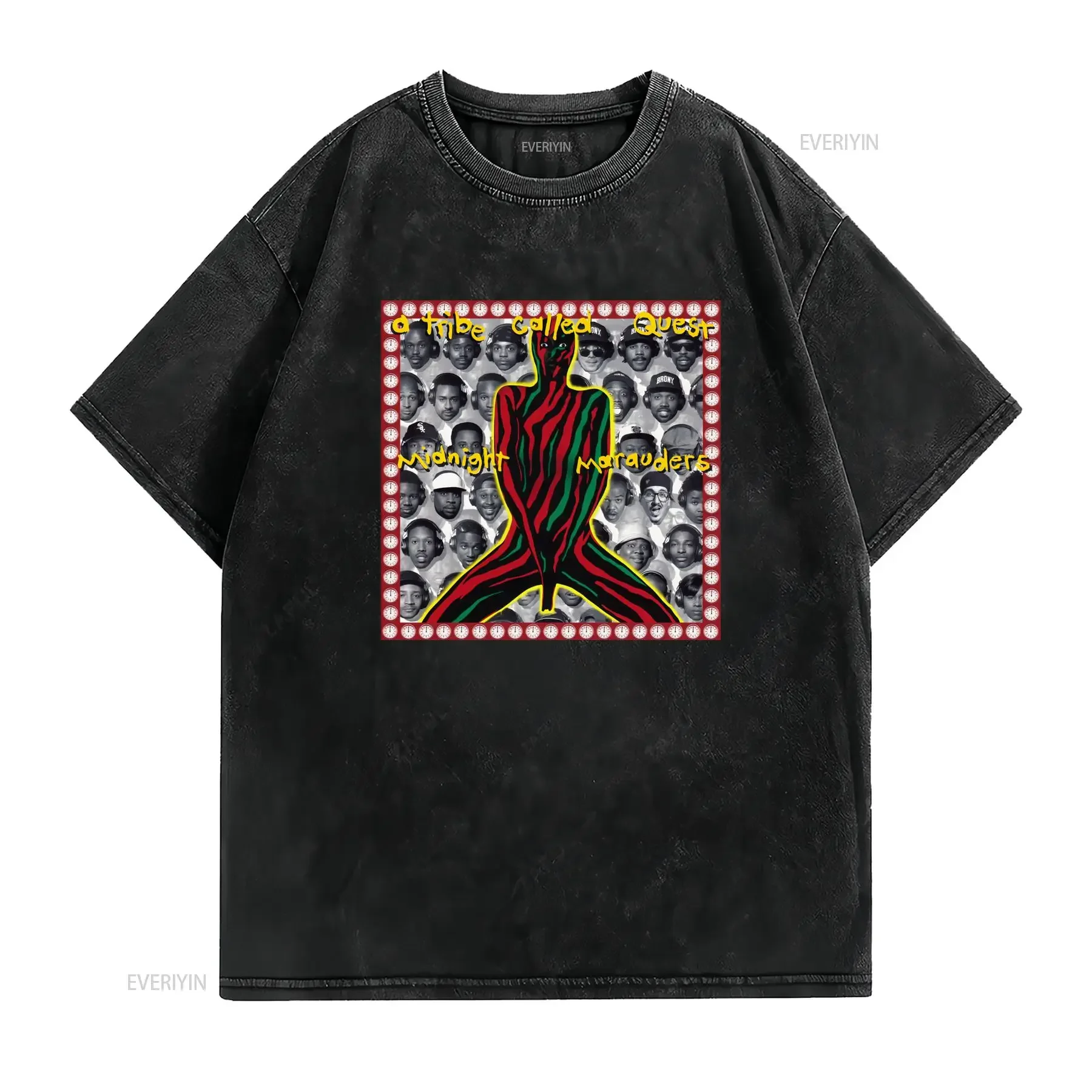 Vintage 90s Hip Hop A Tribe Called Quest Midnight Marauders Print Streetwear Casual T Shirt vintage Washed