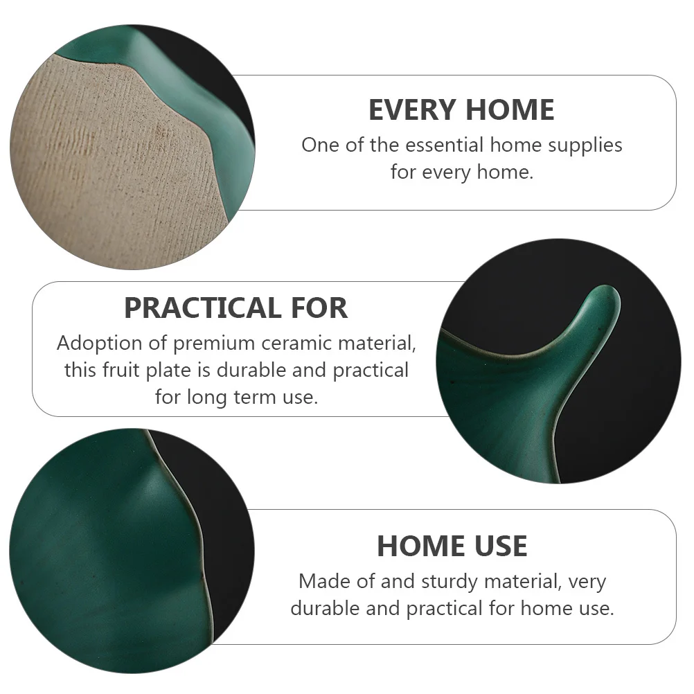 

1Pcs Ceramic Snack Plate Fruit Tray Ginkgo Leaf Shape Creative Design for Candy Fruit Dessert Dry Food Storage