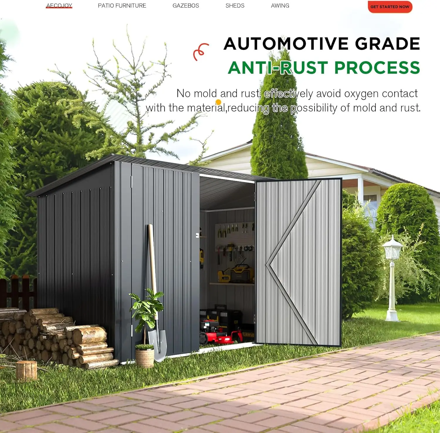 7x3 Shed Bike Storage Shed, Lean to Sheds & Outdoor Storage Shed 3x7 Clearance, Small Metal Horizontal Shed Outdoor Storage