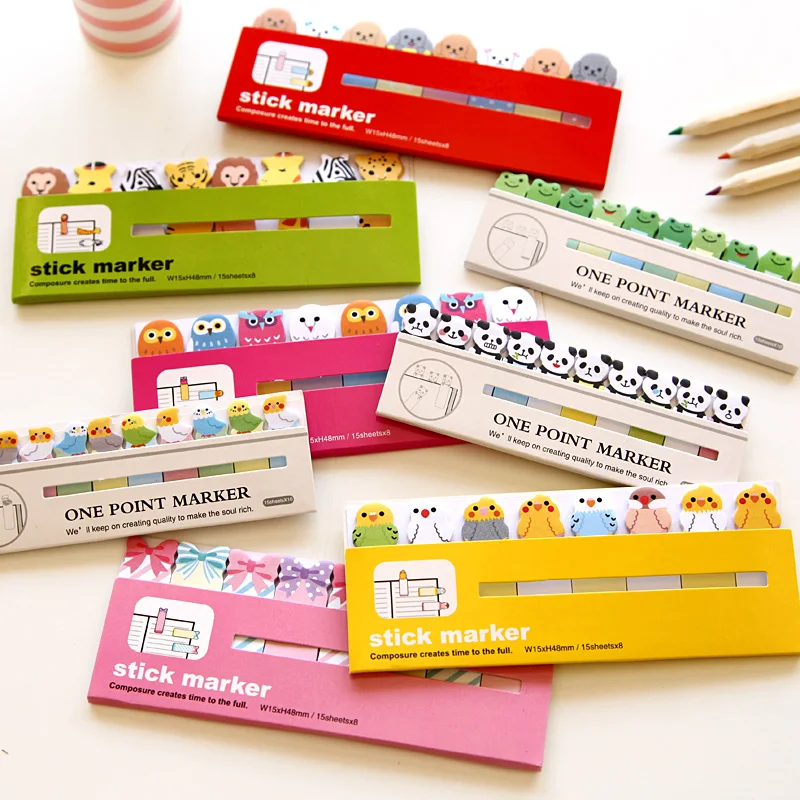 Pegatinas Kawaii japonesas para álbum de recortes, notas adhesivas, suministros de oficina y escuela, banderas de página de papelería para niños