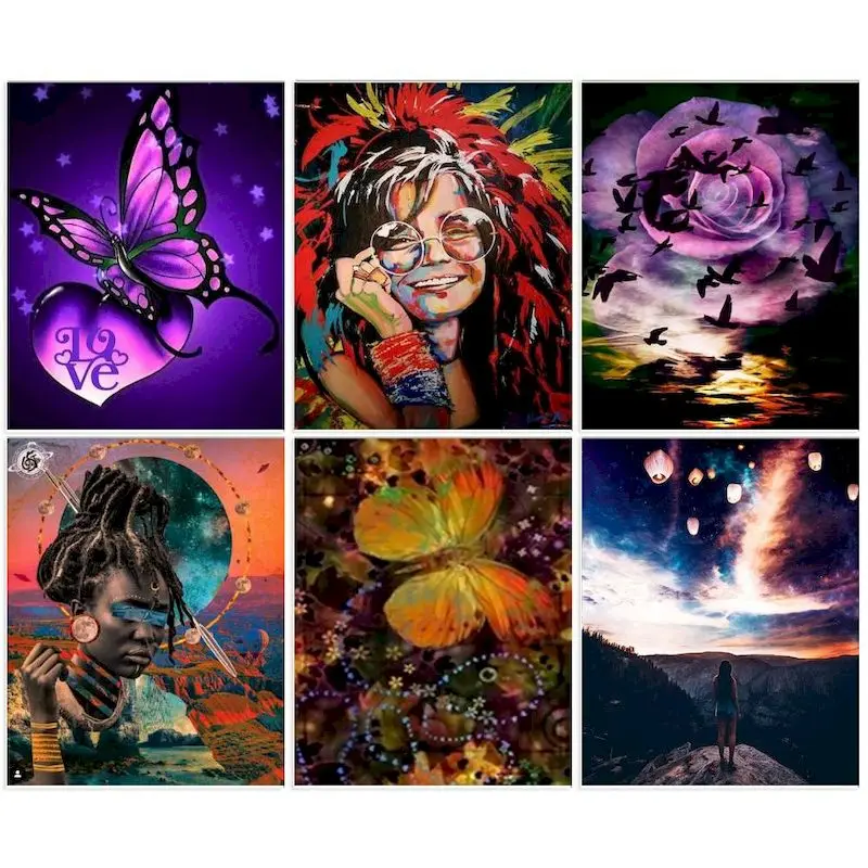 

CHENISTORY Modern Painting By Numbers flower For Adults HandPainted Paint Canvas Picture Coloring Number Painting Wall Art Decor