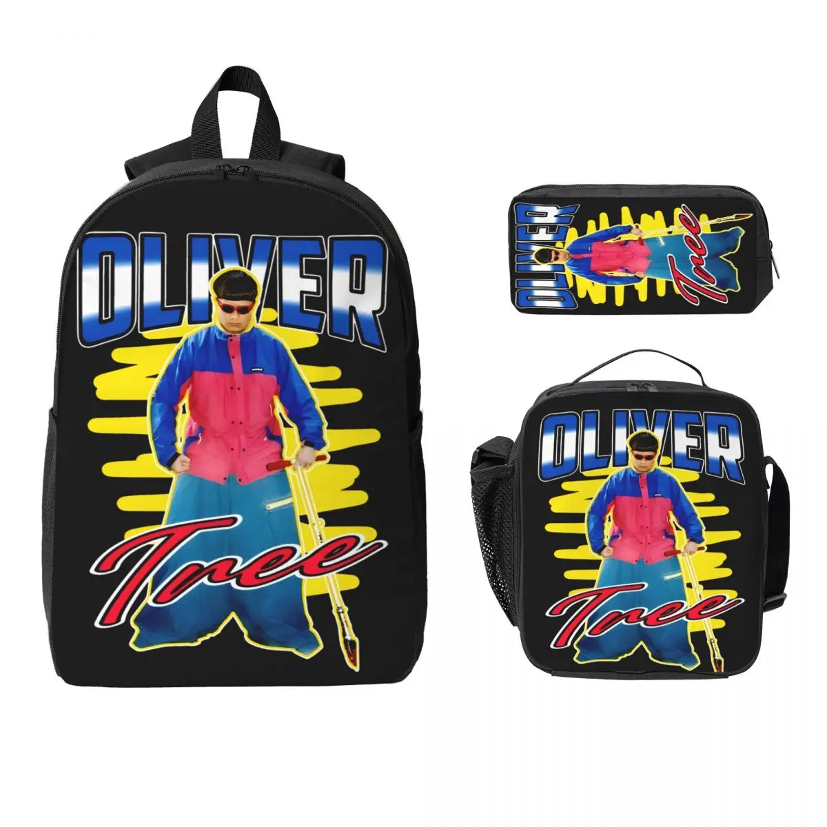 3Pcs RIP Oliver Tree 1993-2026 Backpack Set for Children Pen Bags Bookbag Sets with Lunch Box For School Students Daypack