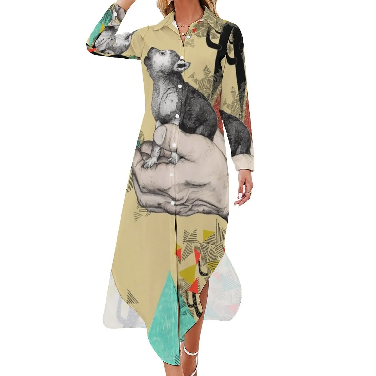 

FOUND YOU THERE Long Sleeved Shirt Dress womens dress dress summer 2024 women