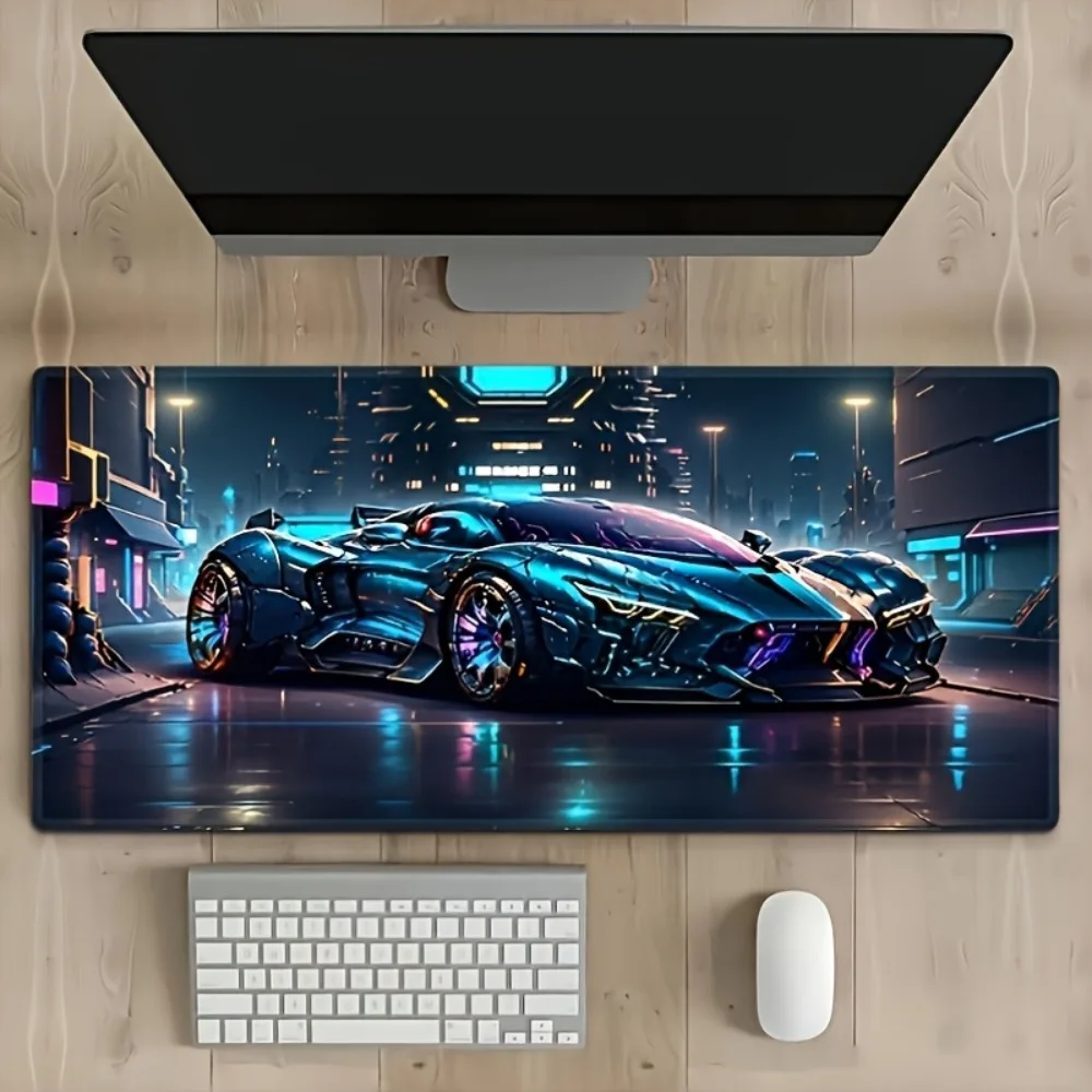 Anime game mouse pad with sci-fi racing car pattern. Anti-slip base. Suitable for both gamers and PC computers with keyboards