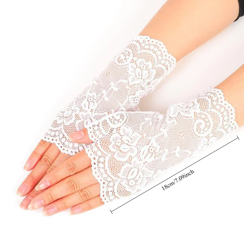 1Pair Charm Sexy Lady Women Lace Driving Sunscreen Glove Mittens