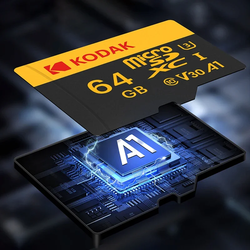 KODAK Karta pamięci Micro SD 128GB 256GB 64GB 32GB Karta pamięci flash o dużej pojemności C10 TF Karta MicroSD SDXC 4K do telefonu Aparat fotograficzny Laptop