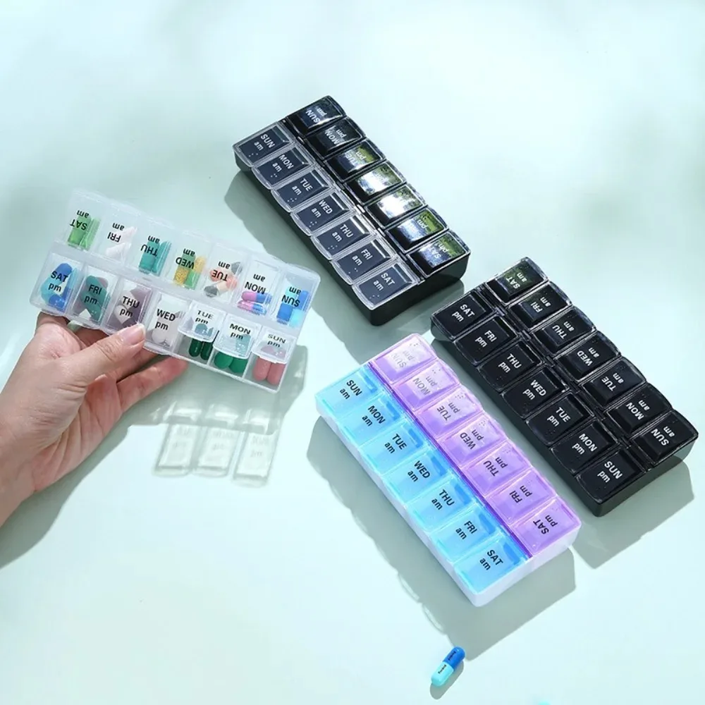 New Hot Premium Portable Large Weekly 7 Day 14 Grids Pill Box Organizer Cases Storage for Medicine Vitamin Supplements FishOils