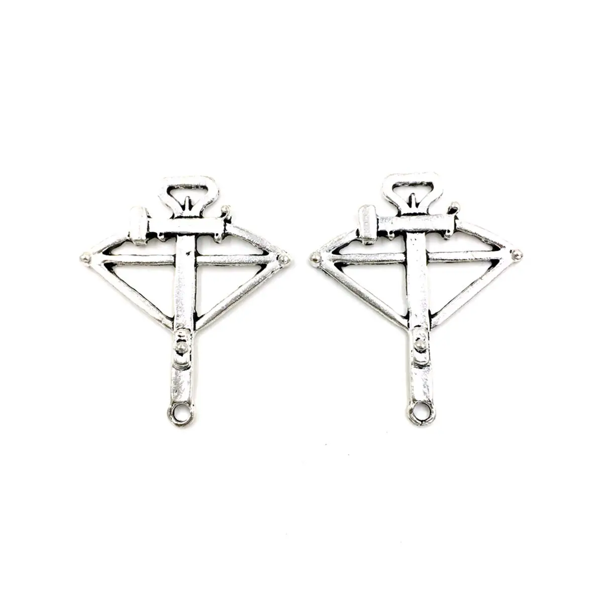 50PCS Vintage Silver Tone Crossbow Bow Arrow Charm Pendants 39x33mm DIY Crafts Decoration Accessories Handmade Materials Pack