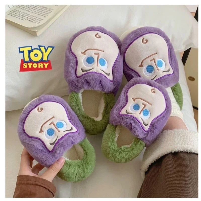 Disney Toy Story Buzz Astral Lotso Cotton Slippers Wear Plush Cotton Shoes For Men And Women In Winter Home Shoes Ins Kawaii