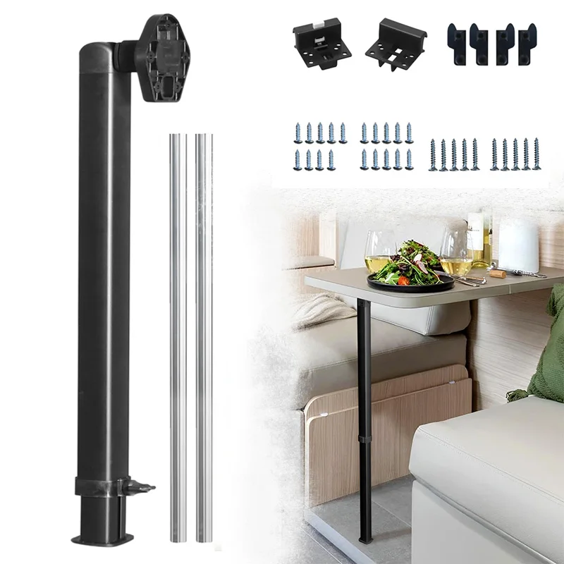 54-93cm Adjustable RV Table Leg Extendable Foldable Table Frame with Dual Sliding Rails for Camper Trailer Van