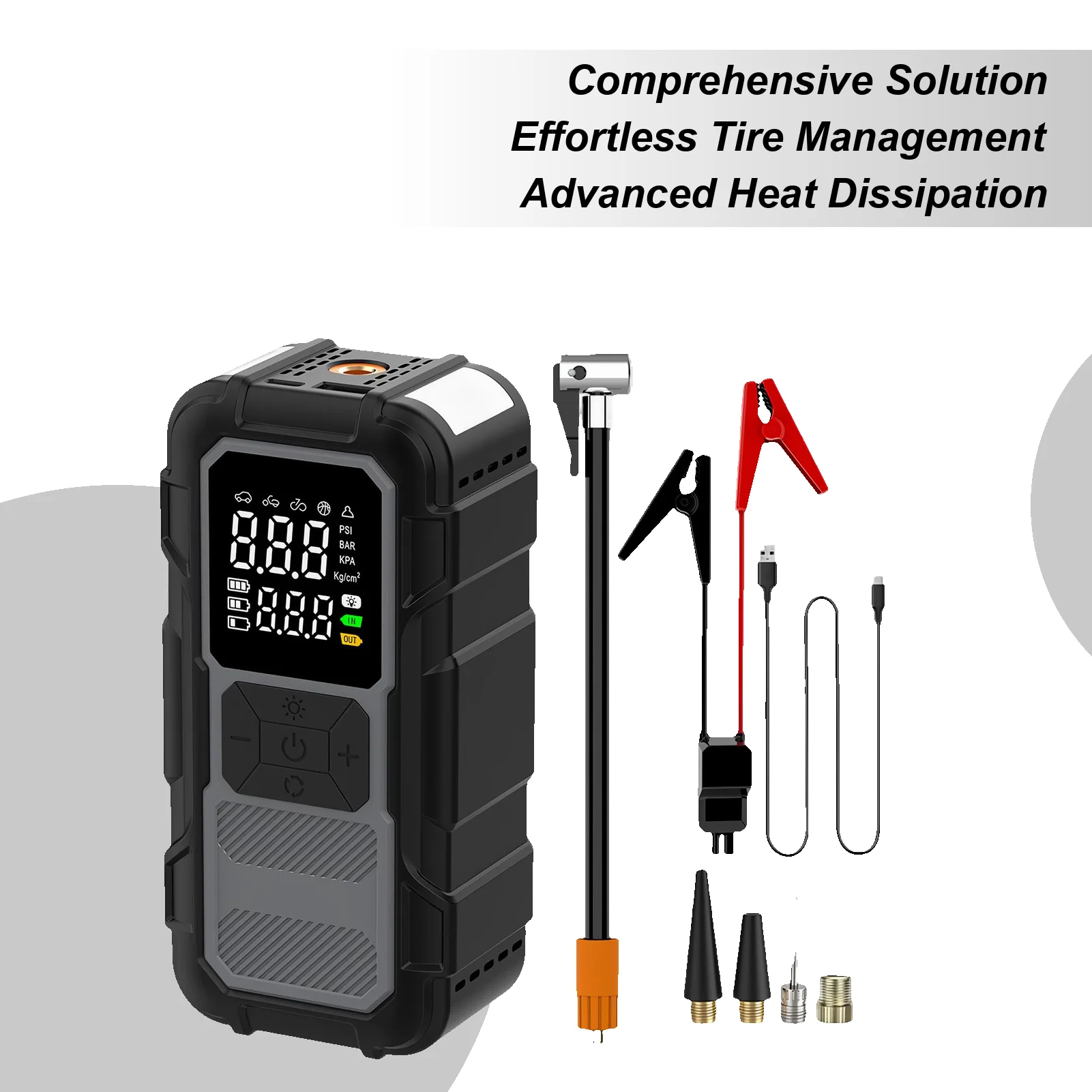 Portable Jump Starter Cold Winter LED Light Power Bank Battery Jump Starter For Outdoors For Inflating Tires Long Trips Urban