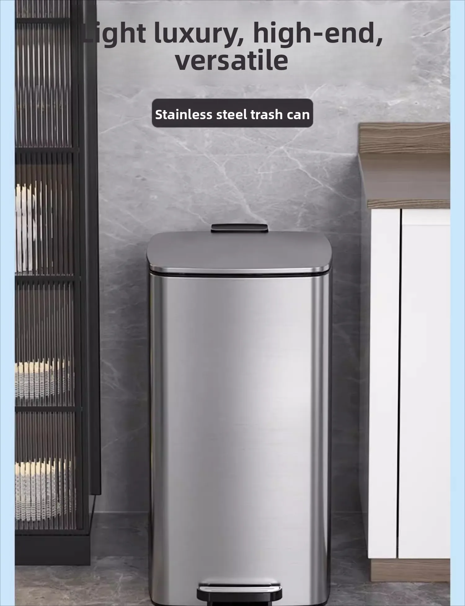 Kitchen Trash Can, Household 2025 New Living Room Light Luxury, Bathroom Toilet Stainless Steel Foot Pedal Cover