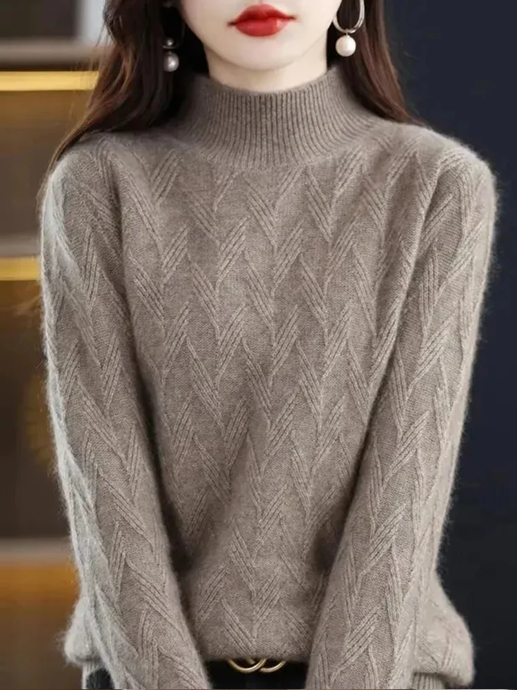 Thickened Autumn Winter Women's Sweater Pure Color Inner Wear Casual Style Knitted Top for Daily Use Spring New Arrival