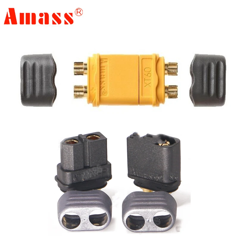 10pcs Amass XT60h connector XT60-T plug with Sheath Housing Female / male XT60 plug for RC Lipo Battery rc cars fpve drones