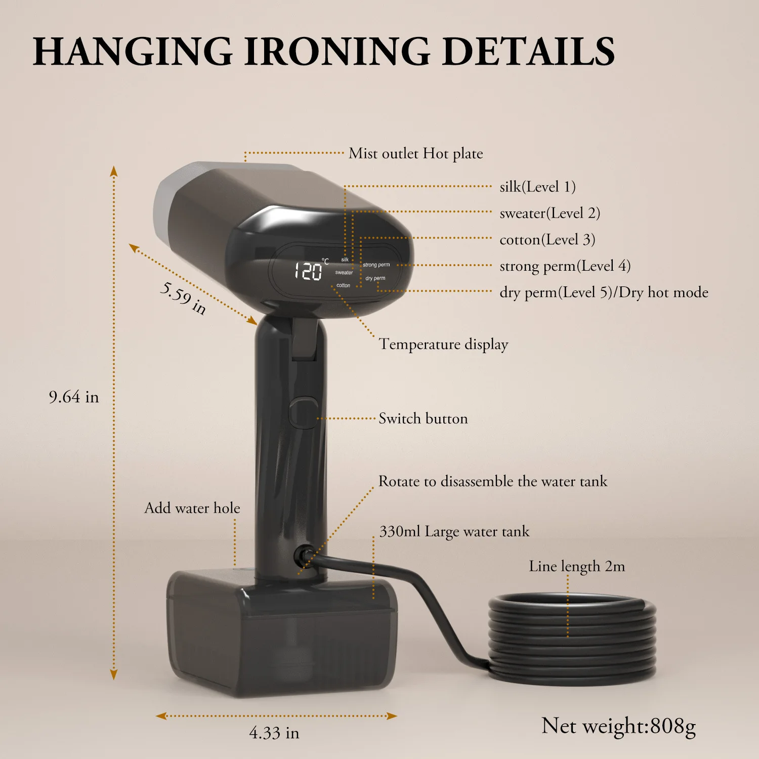 

Handheld steam ironing machine, dry and wet dual-purpose small spray, portable mini steam electric iron